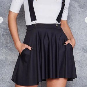 Blackmilk Clothing Matte Pinafore Pocket Skater Skirt